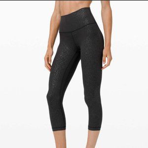 lululemon Align Crop *21" - Filigree Emboss Black, Size 4